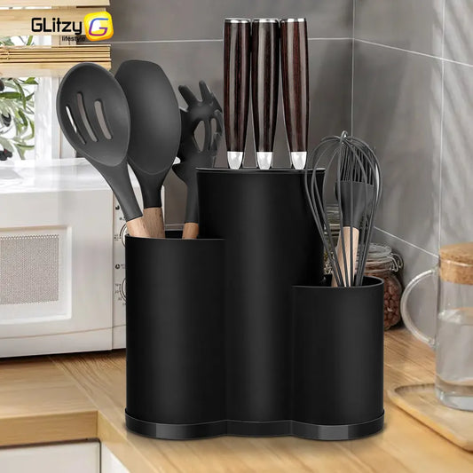 Knife Holder Multi-Function Utensil Stands Knife Block PP Flatware Drainer Storage Box Spoon Fork Kitchen Organizer Rack