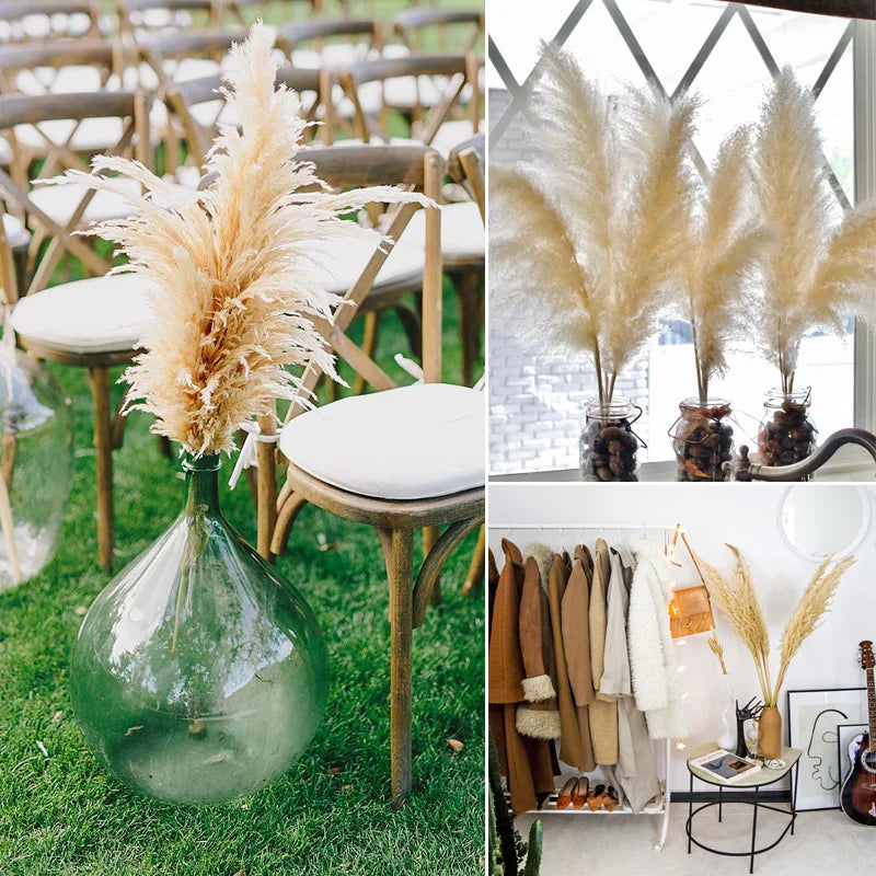 120/85cm Natural Dried Reed Flower Bouquet Artificial Pampas Grass Fake Plant Floral Bouquet Decoration for Home Wedding Decor