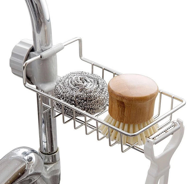 Faucet rack Kitchen Storage Stainless Steel Faucet Shelf Sponge Dish Cloth Finishing Rack Drain Rack Pool Rag Storage Rack