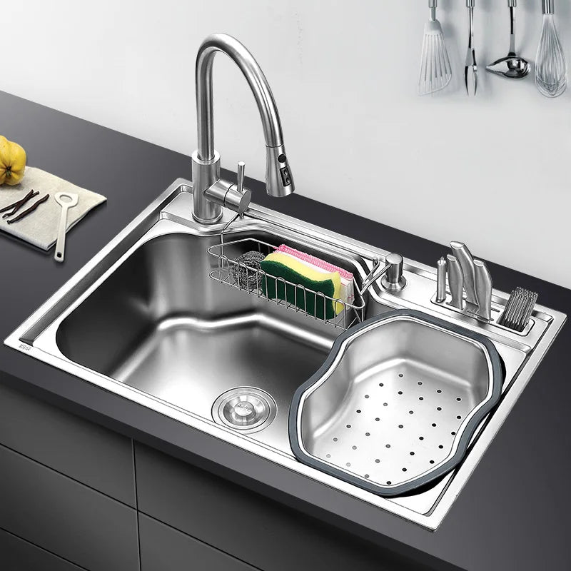 kitchen sink above counter or udermount sinks vegetable washing basin stainless steel single bowl 1.2mm thickness sinks kitchen