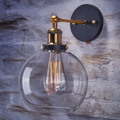 60W Industrial Wall Sconce, Loft Retro Wall Lamp Vintage Fixtures With Glass Lampshade Lamparas De Pared Arandelas