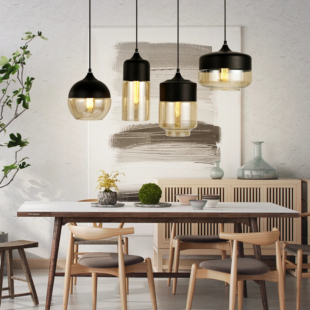 4 Style Modern Glass Pendant Lamp Lights e27 e26 LED Fixture for Kitchen Restaurant Cafe Bar living room bedroom