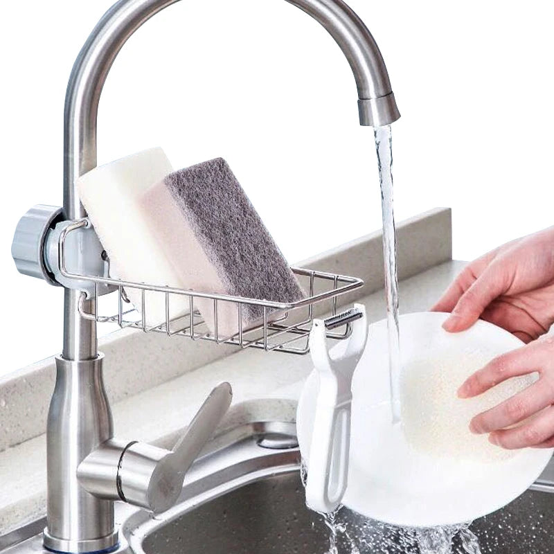 Faucet rack Kitchen Storage Stainless Steel Faucet Shelf Sponge Dish Cloth Finishing Rack Drain Rack Pool Rag Storage Rack