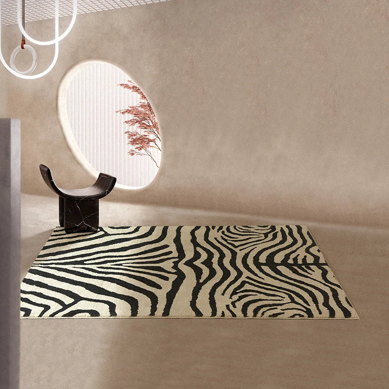 Zebra Pattern Art Comfortable Large Area Living Room Carpet Soft Bedroom Rug Modern Home Decoration Aesthetics Black White Rugs