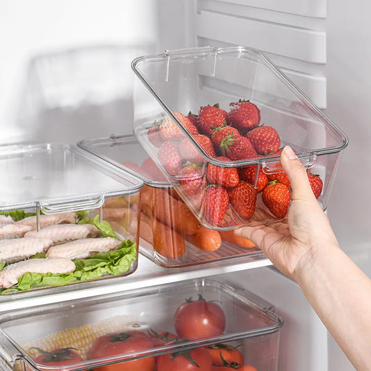 Fridge Organizer Bin Stackable Refrigerator Storage Box Clear Plastic Food Fridge Organizer Containers Pantry kitchen Organizer