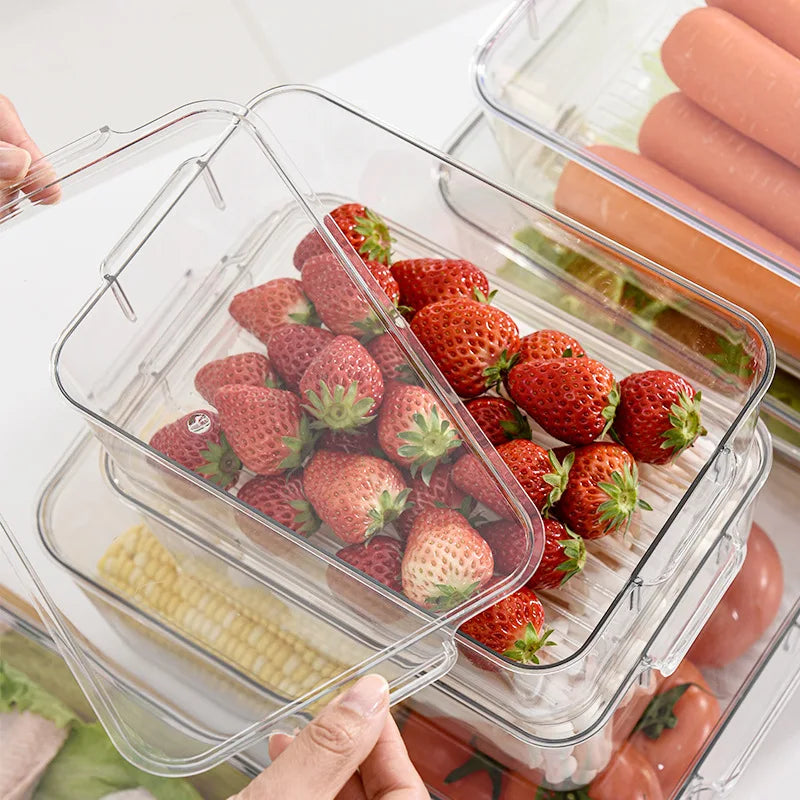 Fridge Organizer Bin Stackable Refrigerator Storage Box Clear Plastic Food Fridge Organizer Containers Pantry kitchen Organizer