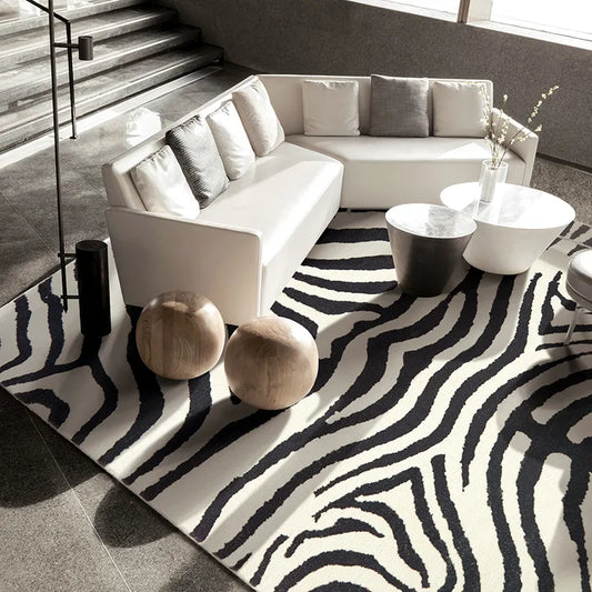 Zebra Pattern Art Comfortable Large Area Living Room Carpet Soft Bedroom Rug Modern Home Decoration Aesthetics Black White Rugs